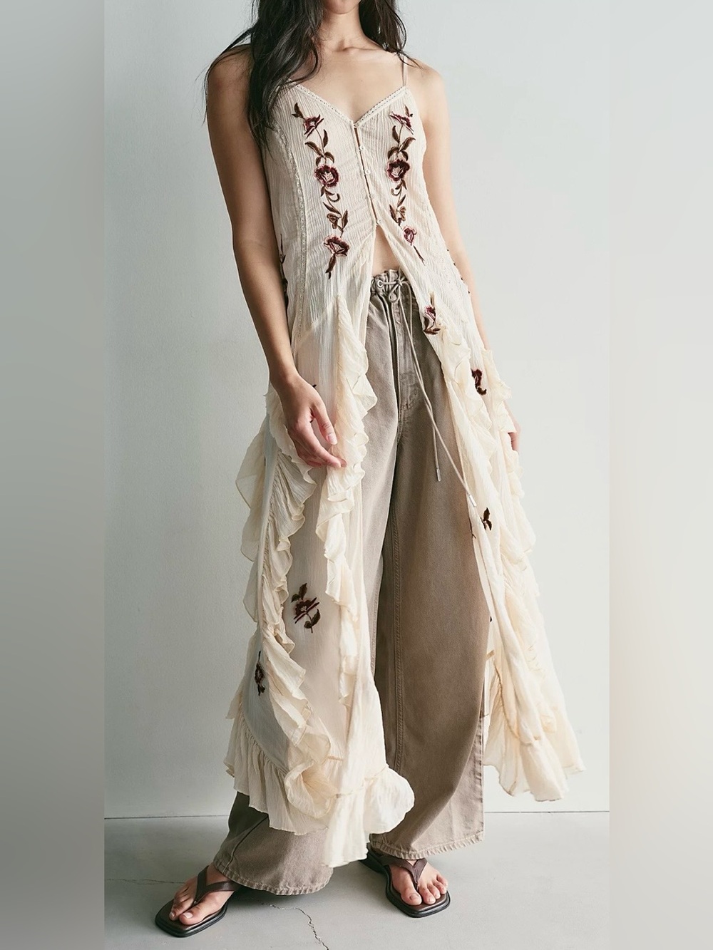Free People Rosa Embroidered Maxi Top dress